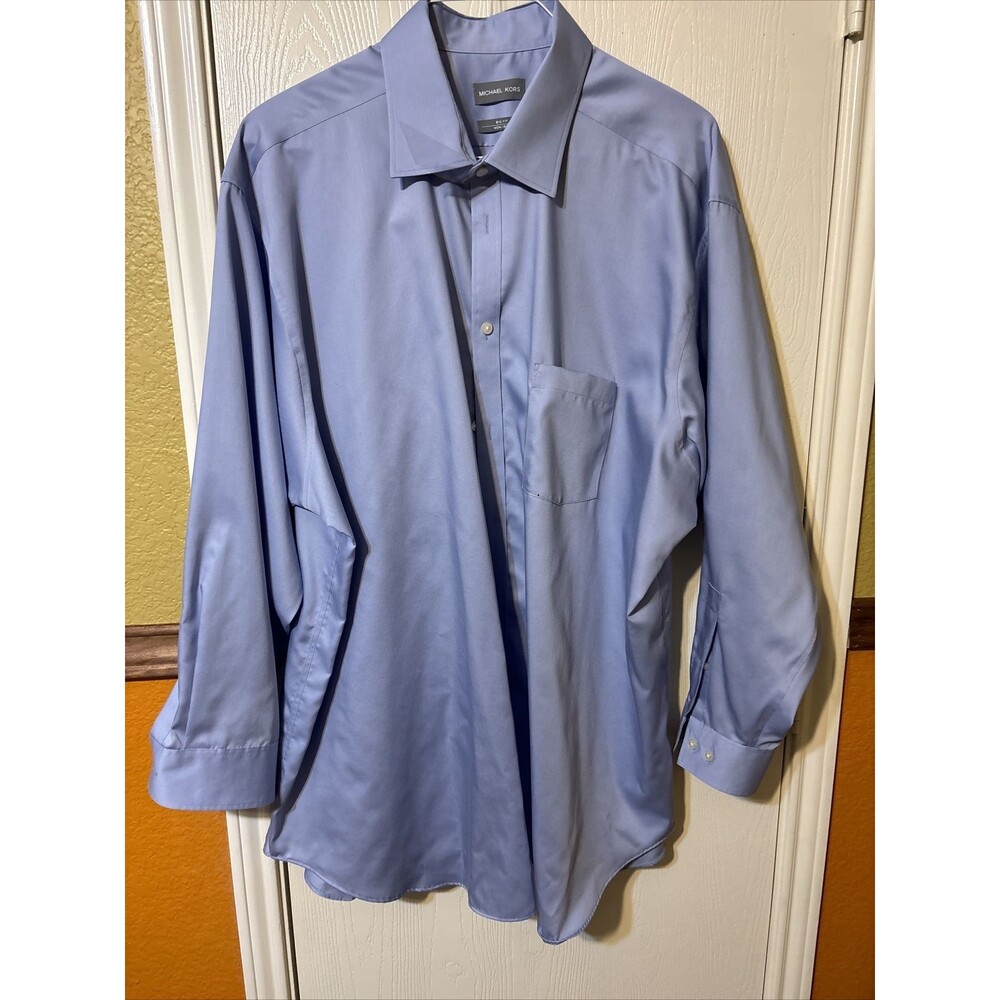 Michael Kors Men’s Button Up Shirt Light Blue Long Sleeve Size 18 (34/35)